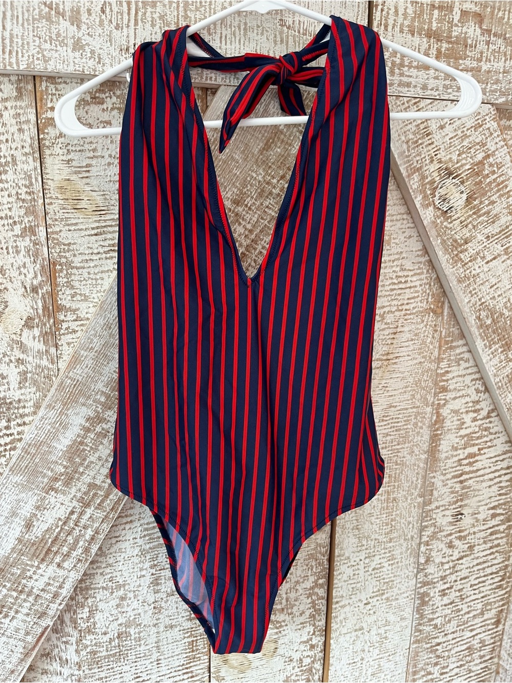 LA DoubleJ Women’s Navy and Red Stripe  XL One-Piece Swimsuit